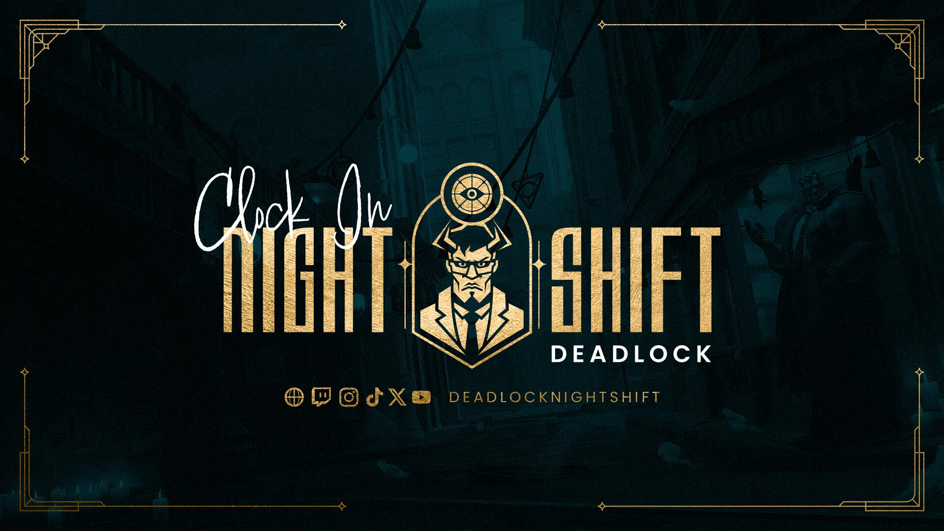 Discovery splash banner for Deadlock Night Shift Discord server