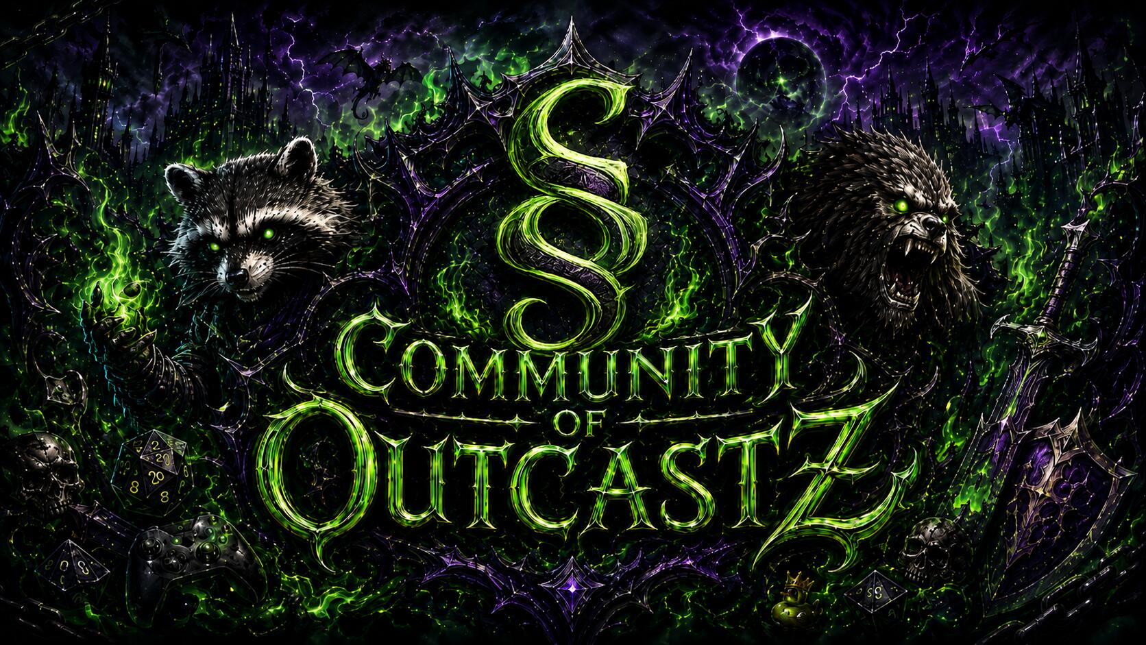 Discovery splash banner for Community of Outcastz Discord server